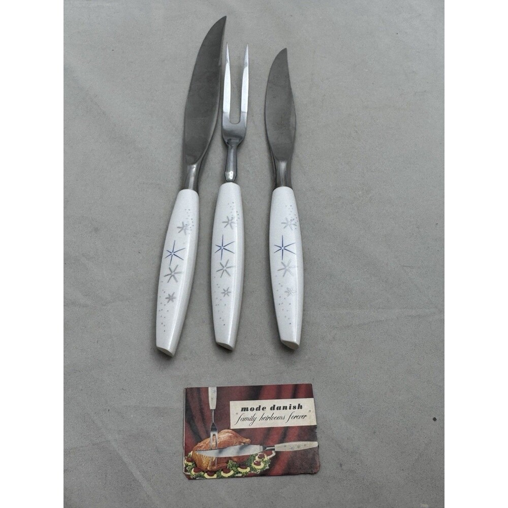 Vintage Mode Danish Stainless Serving Set Atomic Starburst Sheffield England MCM